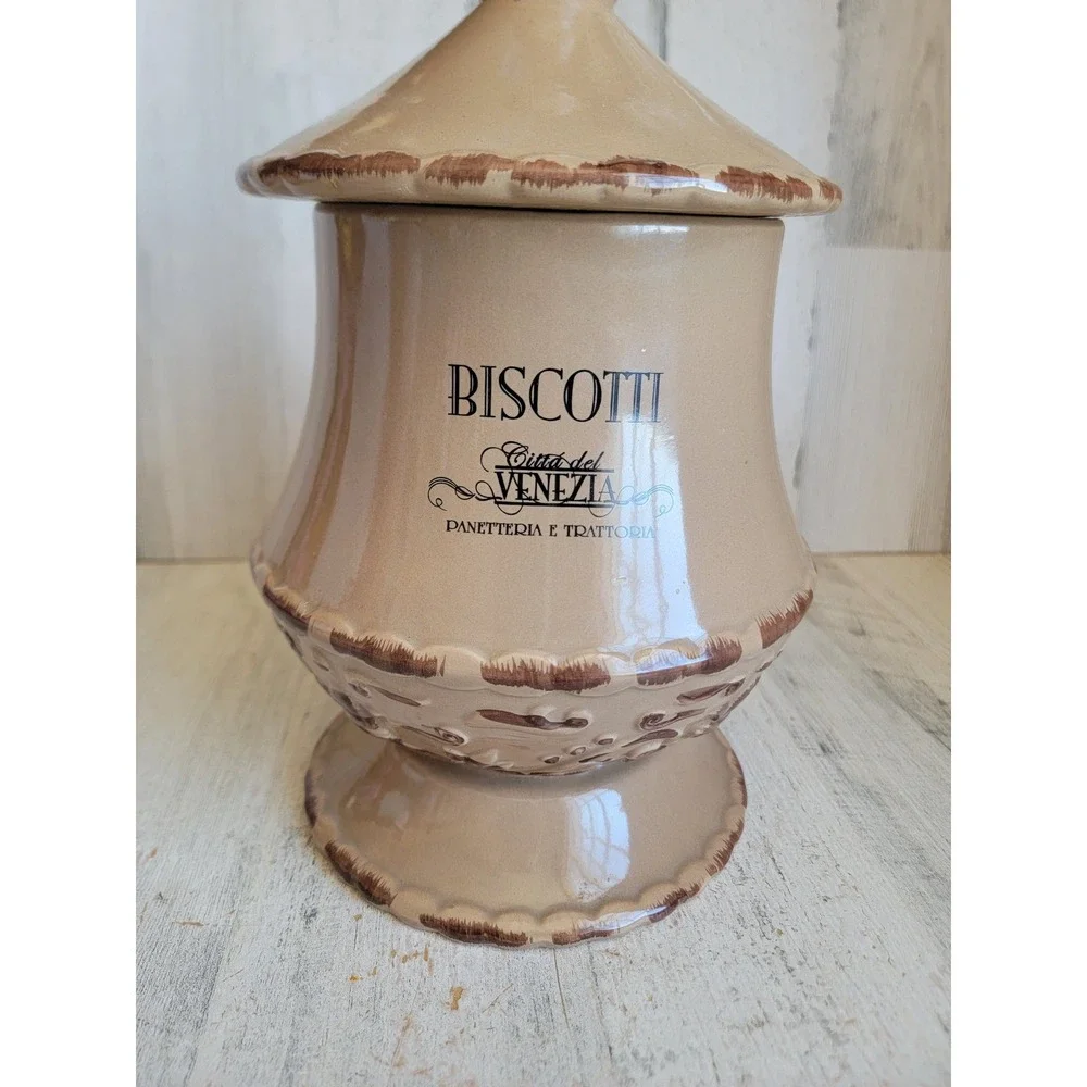 Biscotti Brown Cookie Jar citta del Venezia Ceramic Designpac Panetteria